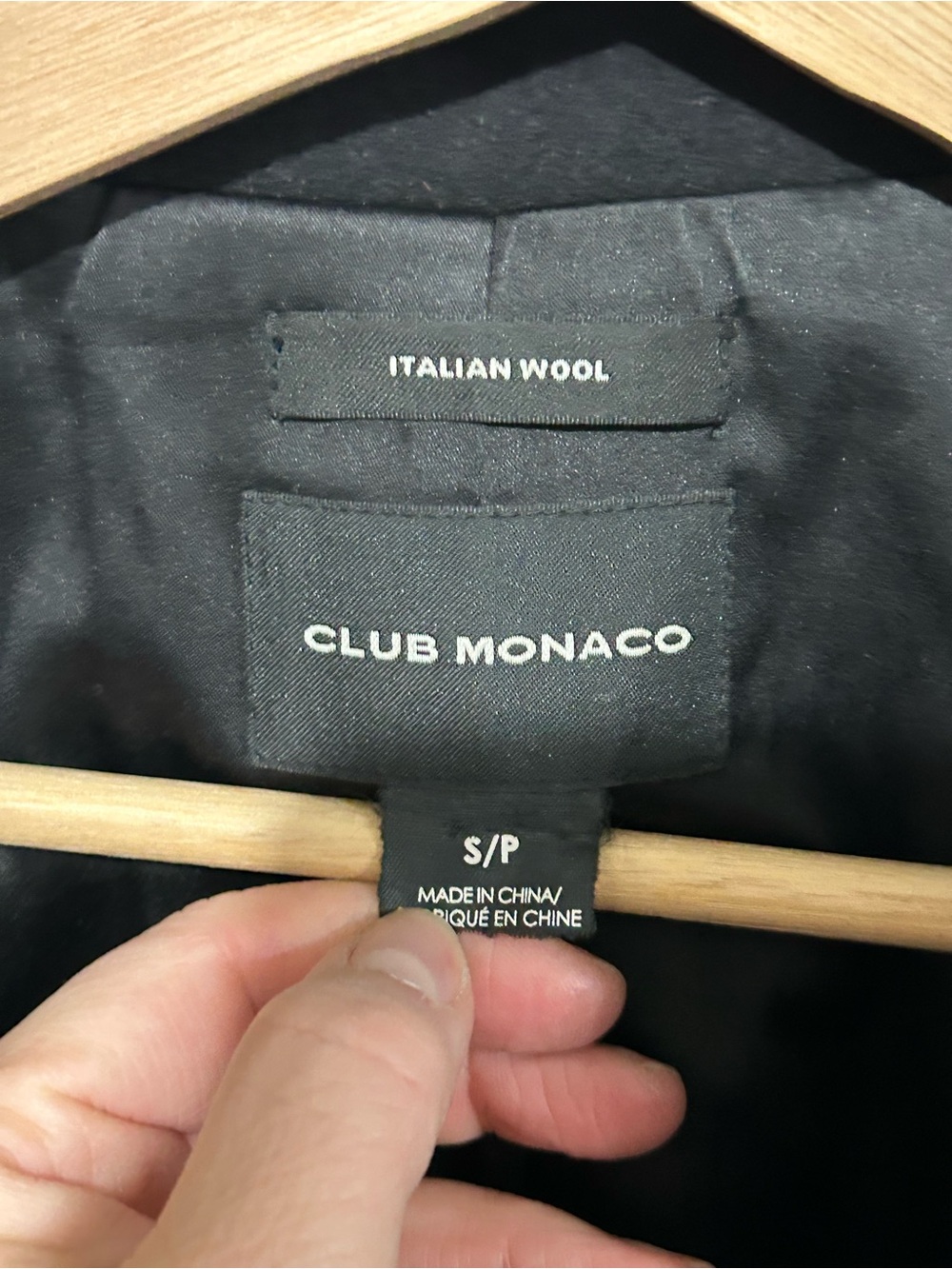 Italian Wool Quilted Lamb Leather Coat Small Black - Club Monaco - Picture 14 of 14